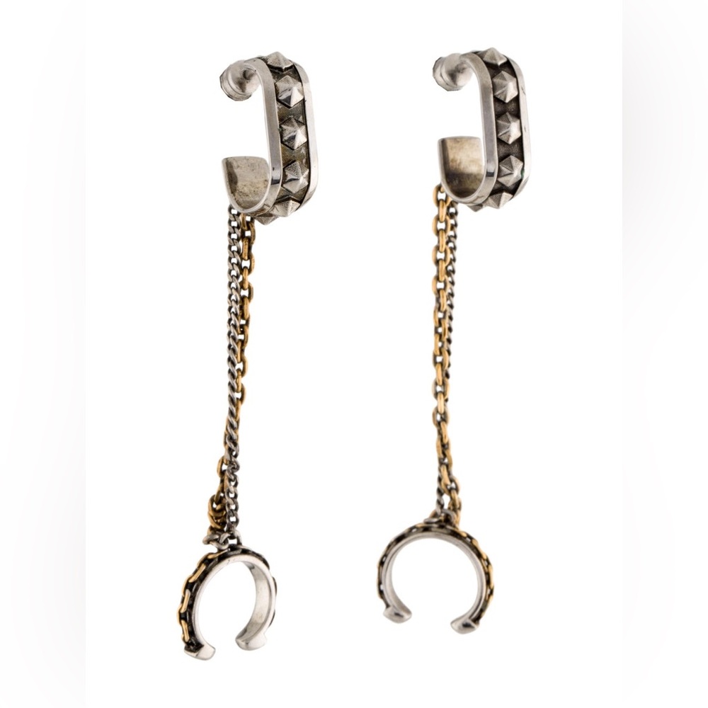 Alexander McQueen Silver and Gold Chain Single Earring with Cuff